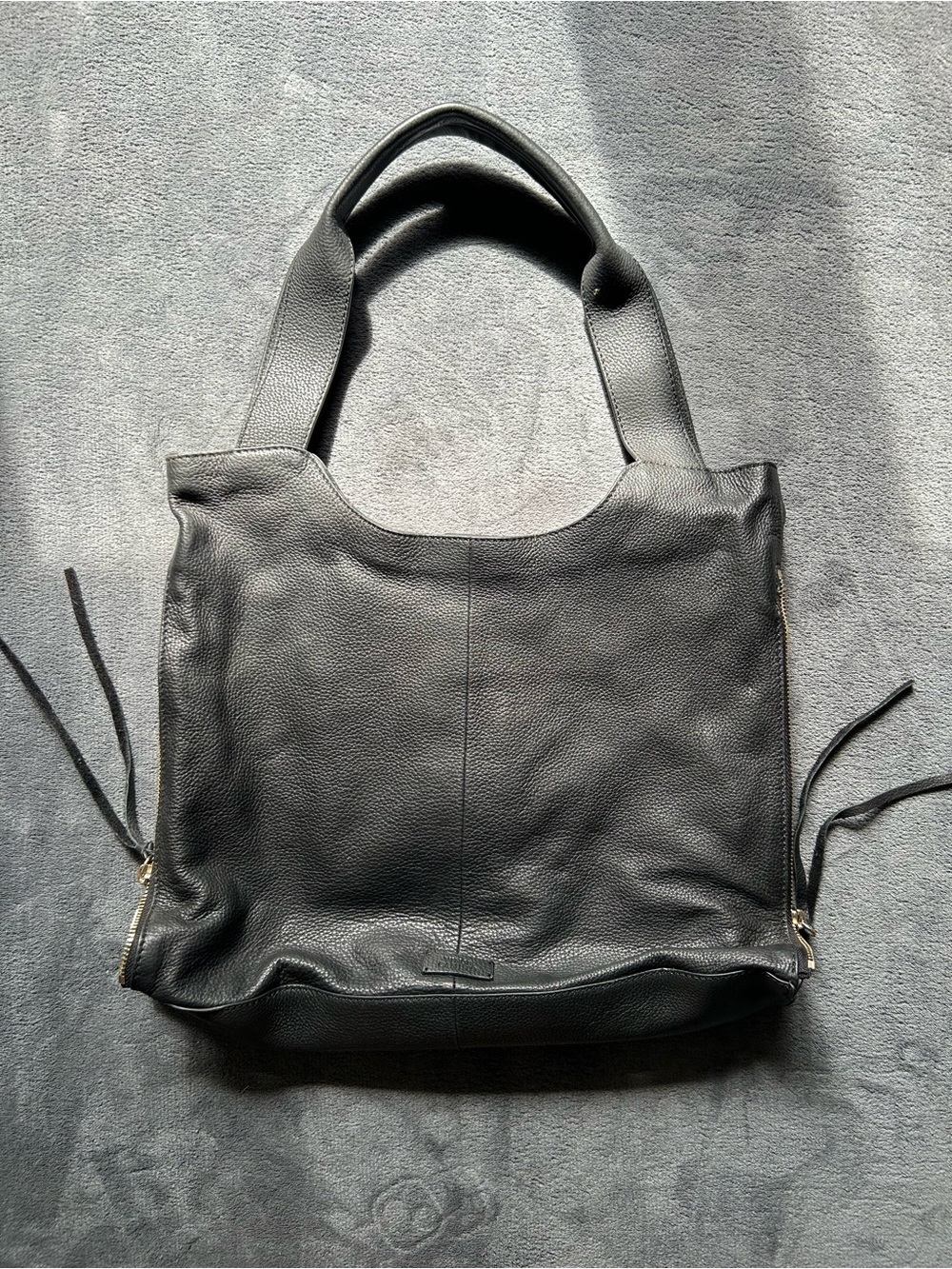 Vince Camuto Black Soft Leather Bag with Side Zippers